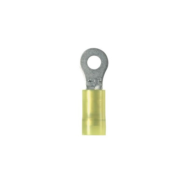 Ring Terminal, M3 Stud Size, 10 AWG, 600 V, Nylon Insulated, Yellow, 50 PK